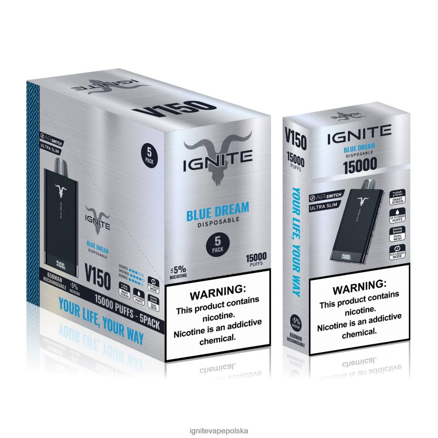 Ignite Vape Polska | IGNITE V150 vape pen 5-pak niebieski sen 0648NZ81